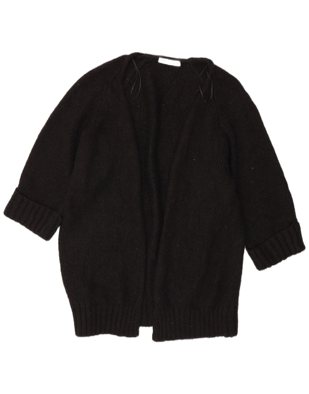 ZARA Maglione Cardigan Aperto a Linea Lunga Oversize da Donna UK 10 Piccolo Nero