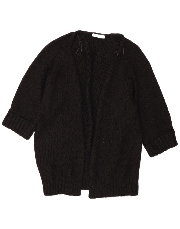 ZARA Maglione Cardigan Aperto a Linea Lunga Oversize da Donna UK 10 Piccolo Nero