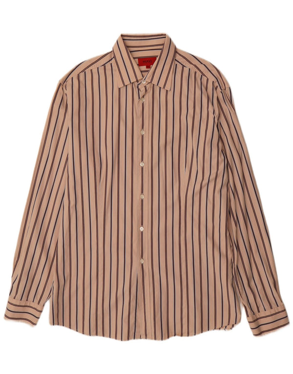 Camicia da uomo Hugo Boss 2XL Cotone a righe beige