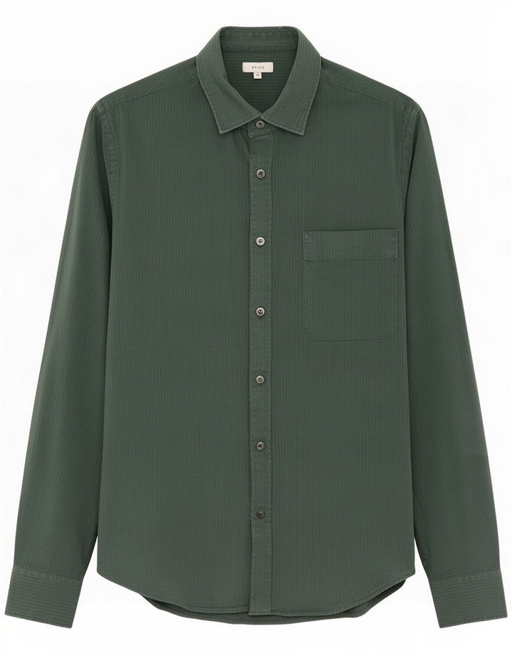 Camicia Reiss Uomo Gessato Verde Medio