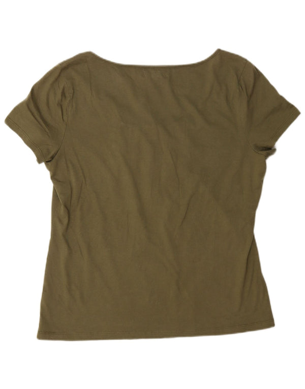 T-shirt da donna Chaps Top UK 16 grande cotone kaki