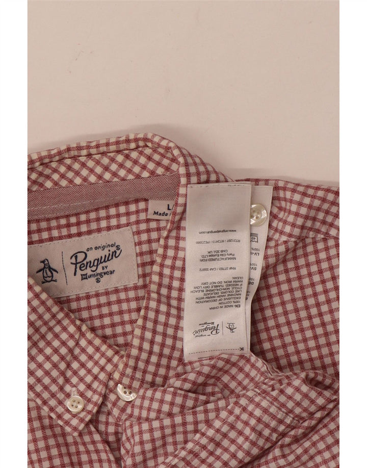 Camicia da uomo Pinguino in cotone a quadri rossi grandi