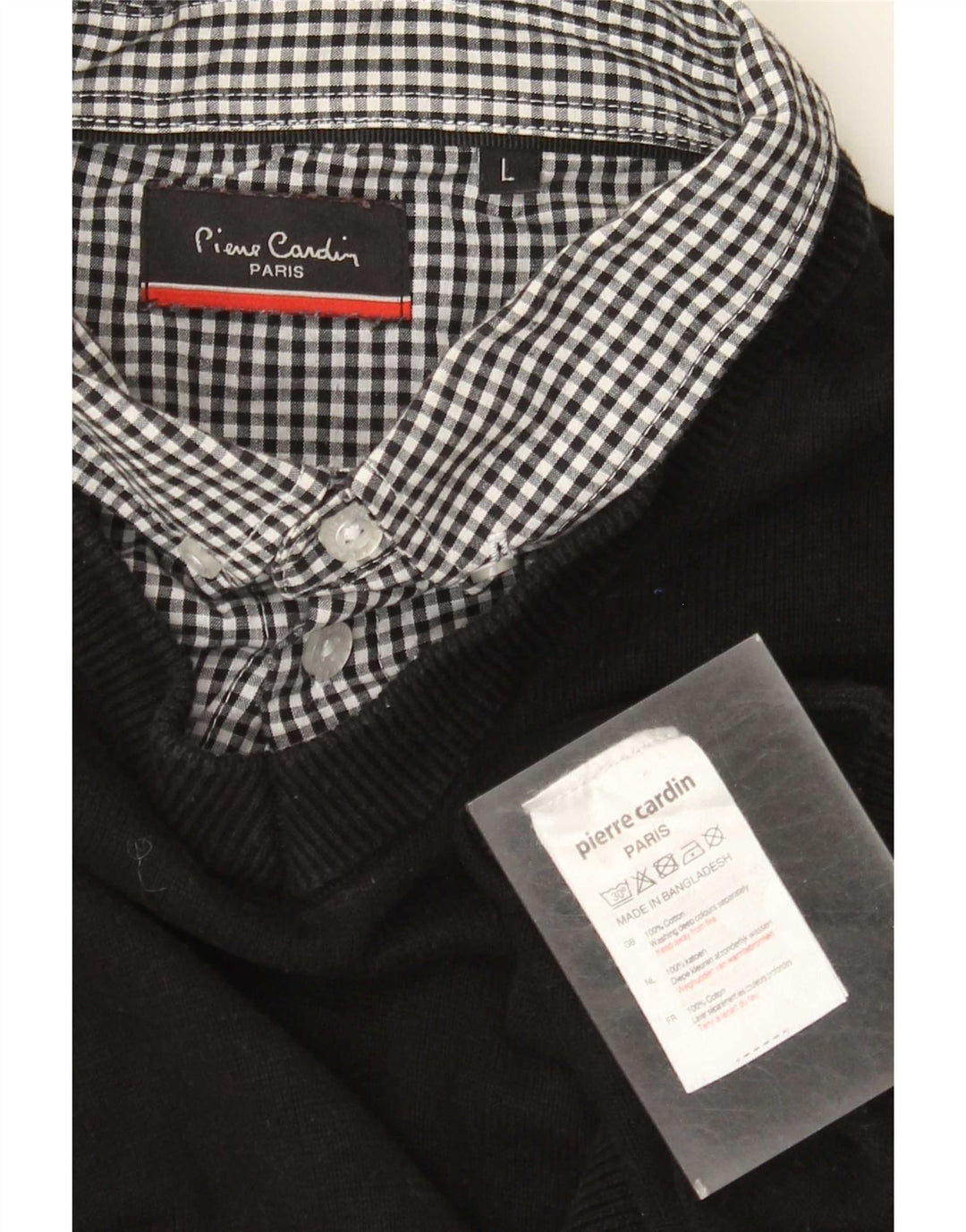 Maglione da uomo con scollo a V Pierre Cardin grande cotone nero