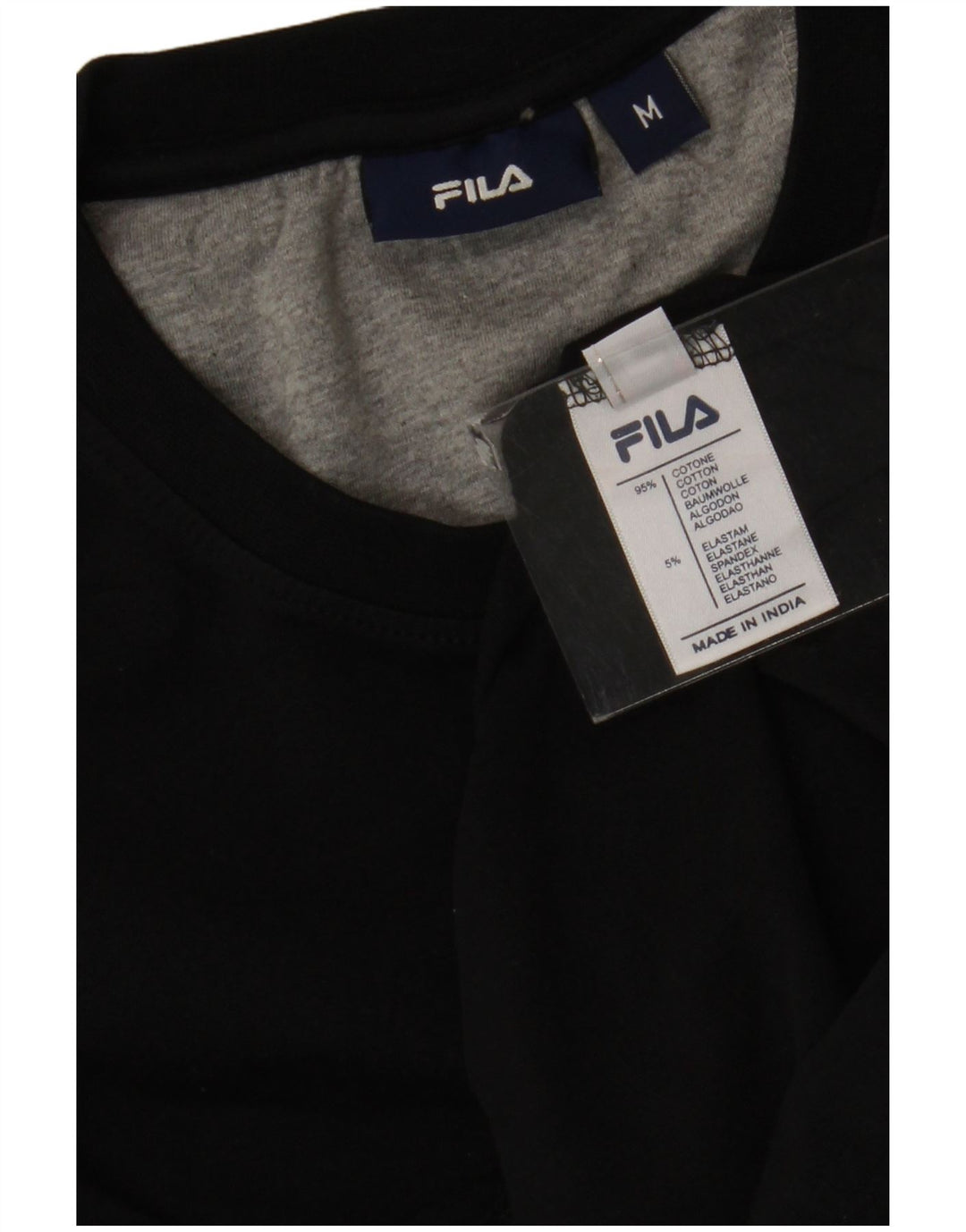 T-shirt Fila da uomo Top in cotone nero medio