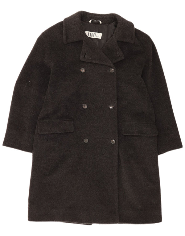 Marella Womens Double Breasted Coat UK 12 Medium Grey Virgin Wool