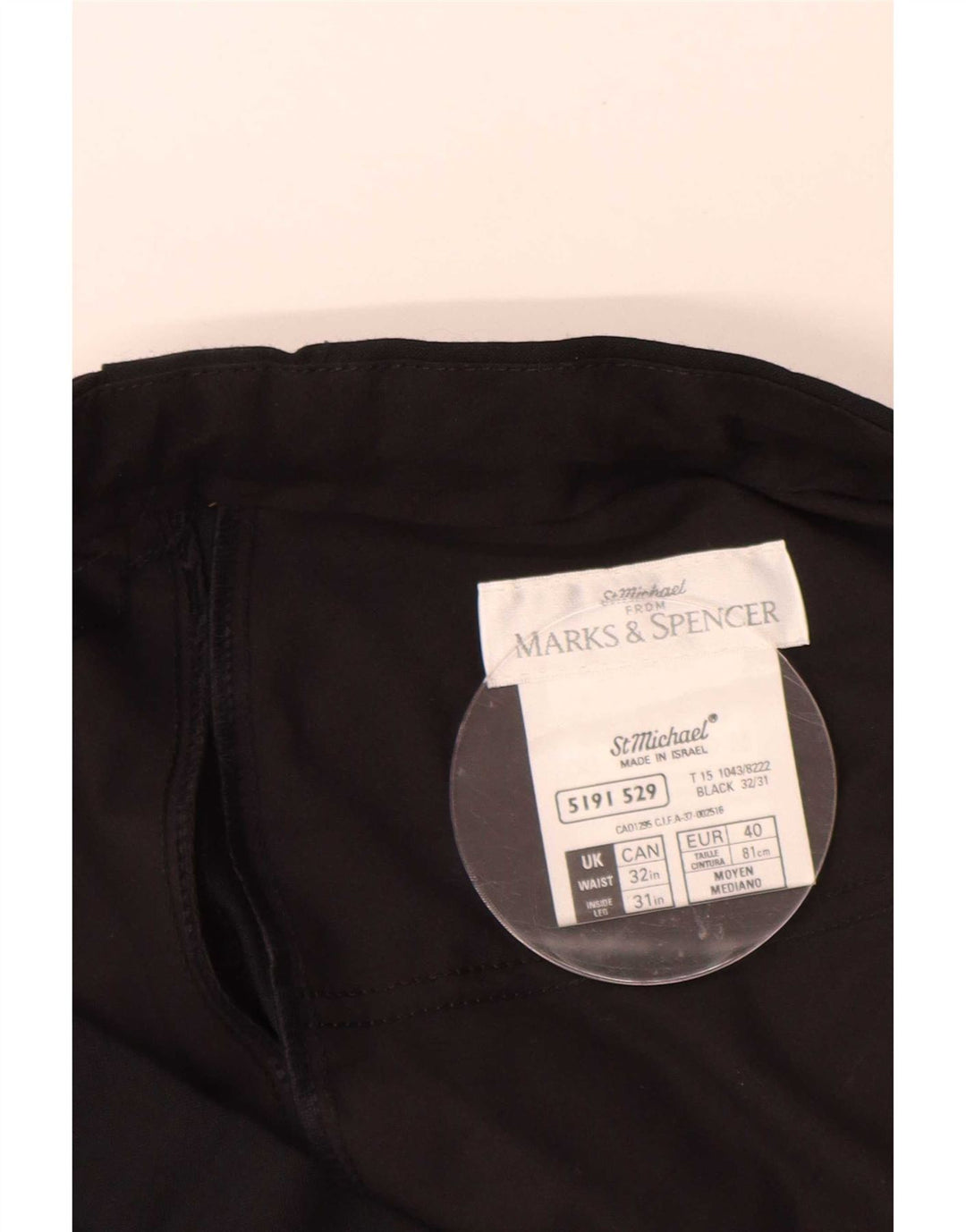Pantaloni chino con pegging Marks & Spencer da uomo St. Michael W32 L31 neri