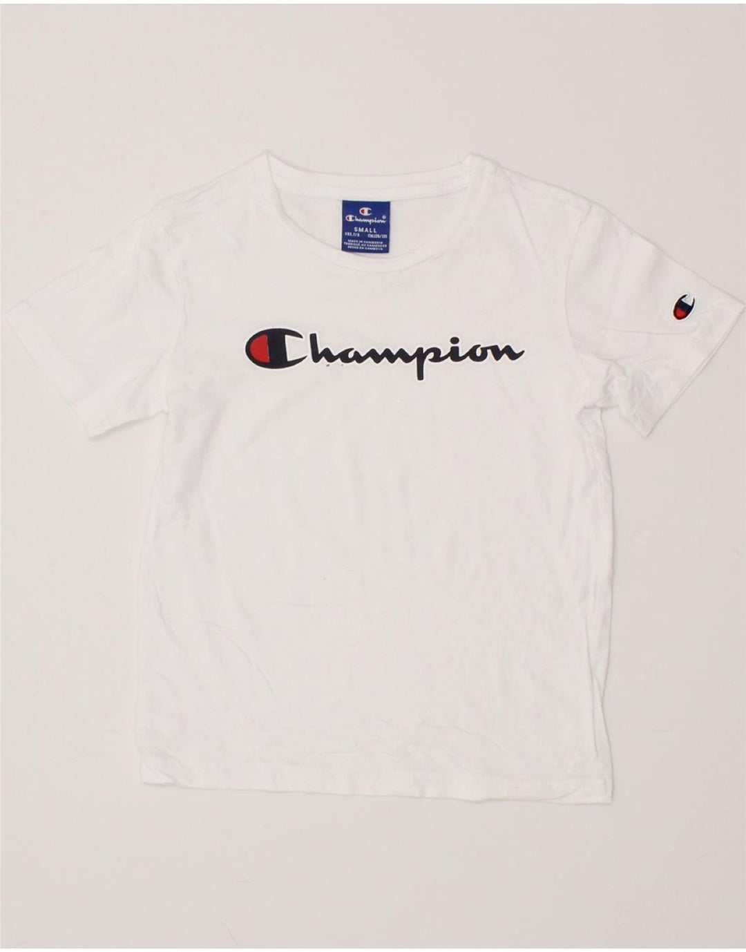 CHAMPION Boys Graphic T-Shirt Top 7-8 Years Small White Vintage Champion and Second-Hand Champion from Messina Hembry 