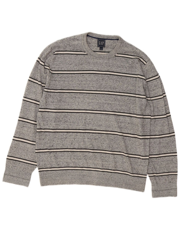 Maglione da uomo girocollo Gap in cotone a righe grandi grigie