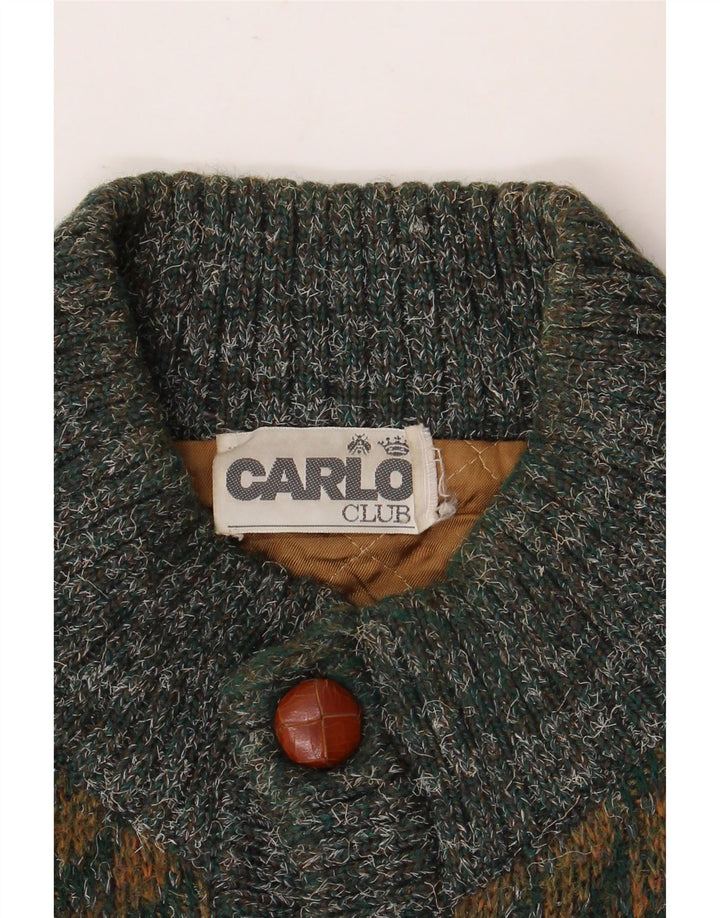 CARLO Maglione cardigan da uomo grande verde geometrico