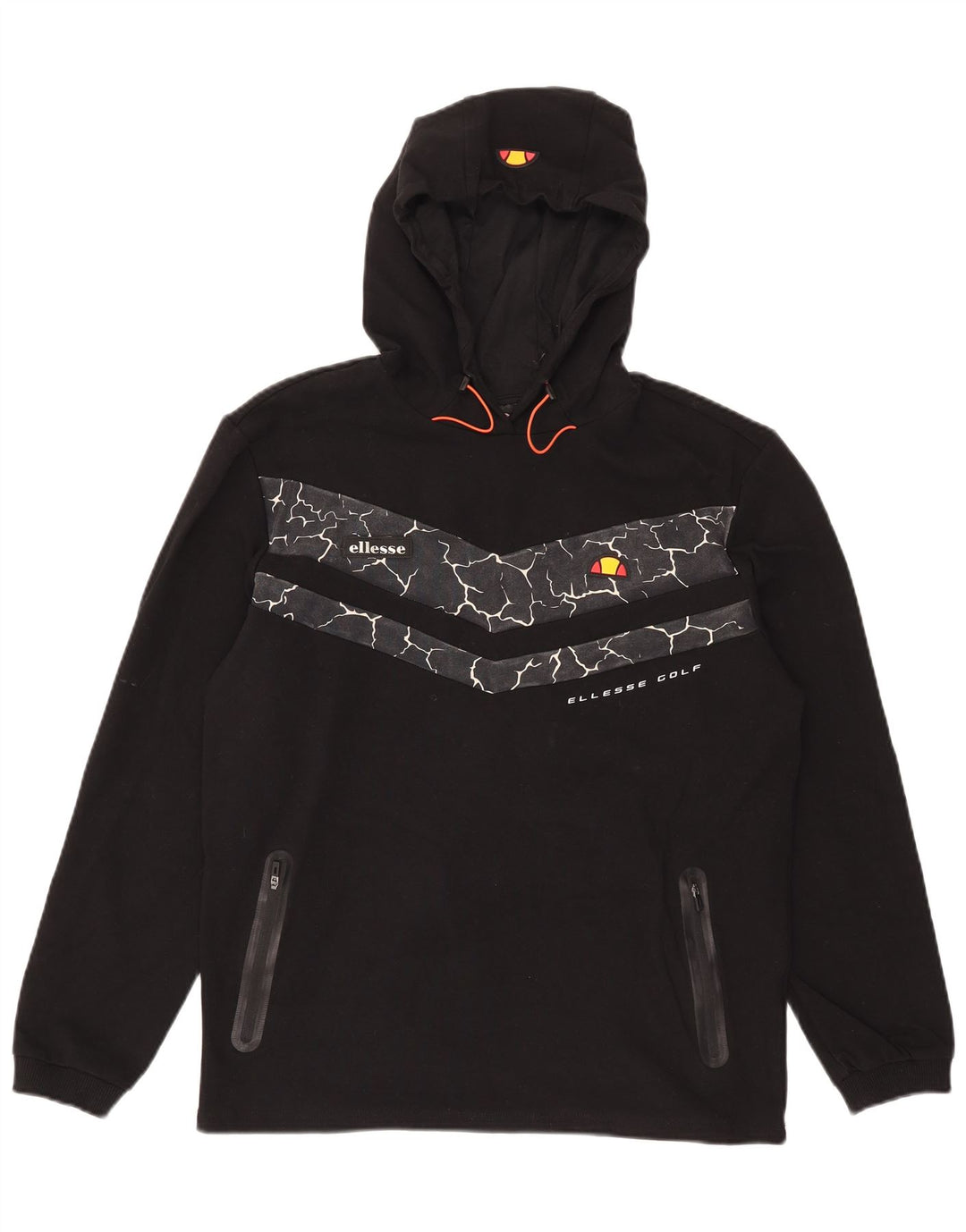 Maglione con cappuccio da uomo Ellesse grande cotone geometrico nero