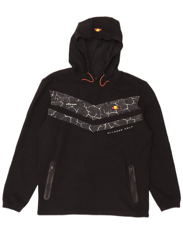 Maglione con cappuccio da uomo Ellesse grande cotone geometrico nero