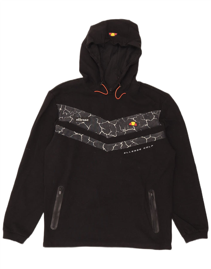 Maglione con cappuccio da uomo Ellesse grande cotone geometrico nero