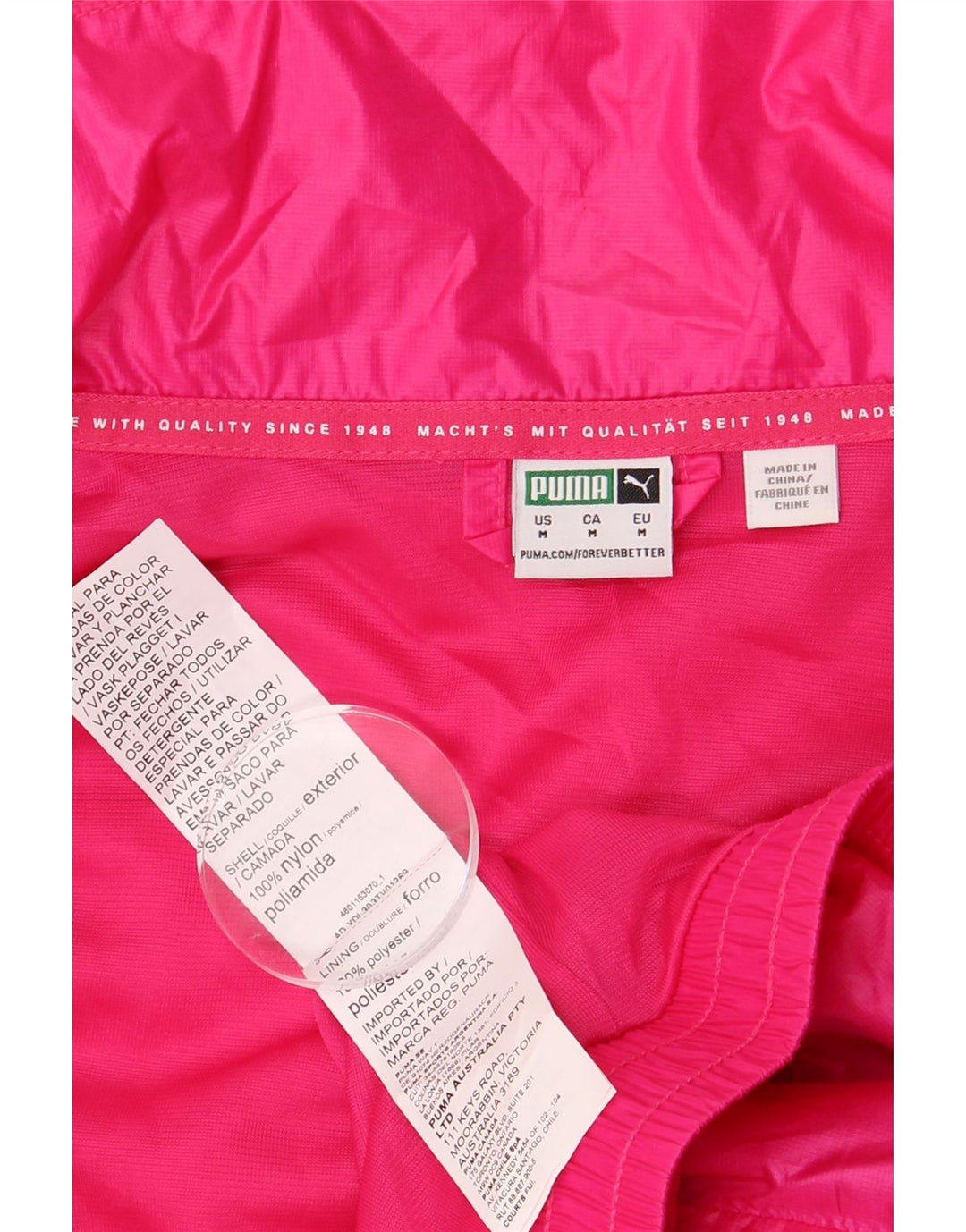 PUMA Giacca da ginnastica oversize corta da donna UK 14 Nylon rosa medio