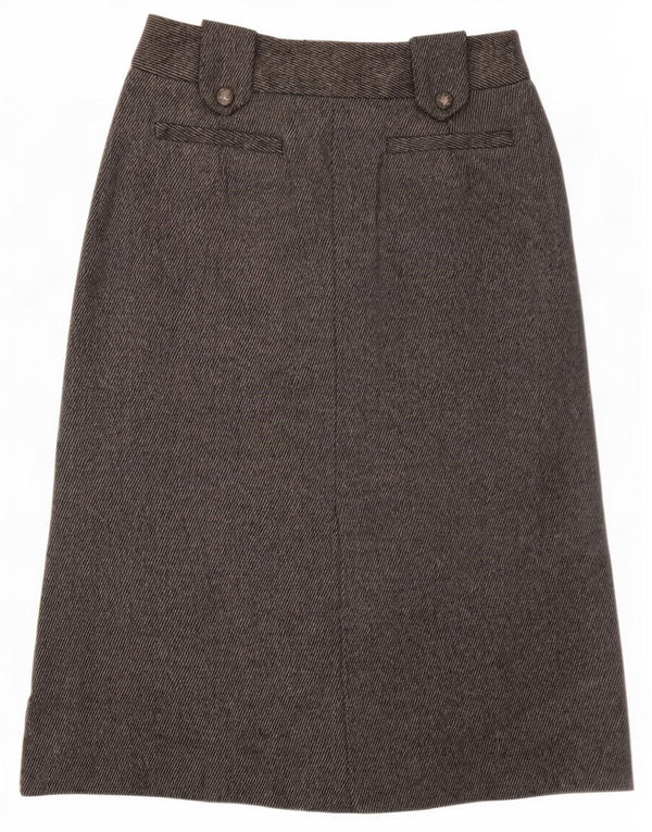 Zara Womens High Waist A-Line Skirt EU 36 XS W26 Grey Pinstripe Polyester