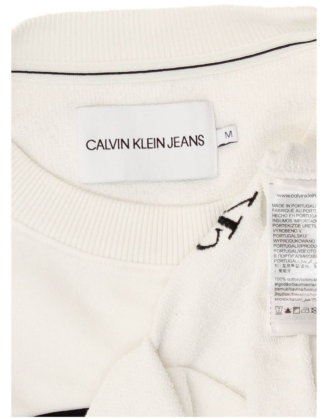 Felpa corta da donna Calvin Klein Jumper UK 14 Medium White Striped