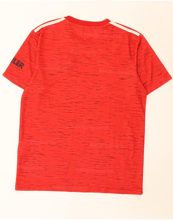 T-shirt Adidas da uomo Manchester United Top in poliestere chiazzato rosso medio