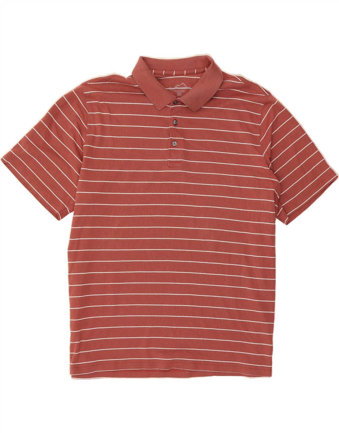 EDDIE BAUER Mens Polo Shirt 2XL Maroon Striped Cotton Vintage Eddie Bauer and Second-Hand Eddie Bauer from Messina Hembry 