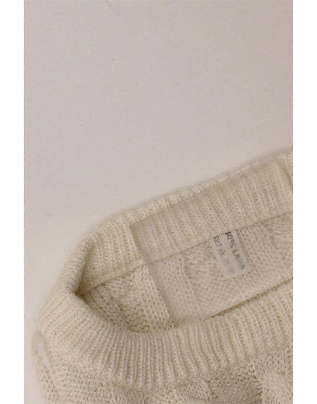 Maglione maglione girocollo da donna VINTAGE UK 14 lana bianca media