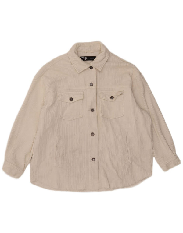 Giacca da donna oversize in velluto a coste Zara UK 10 piccola in cotone bianco