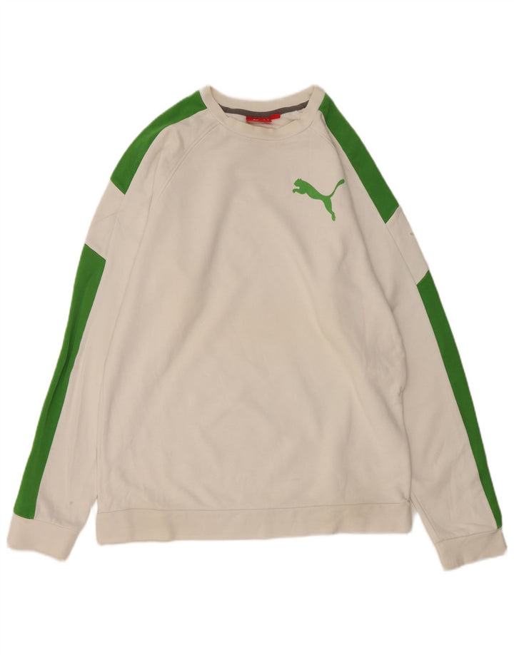 PUMA Boys Sweatshirt Jumper 15-16 Years White Colourblock