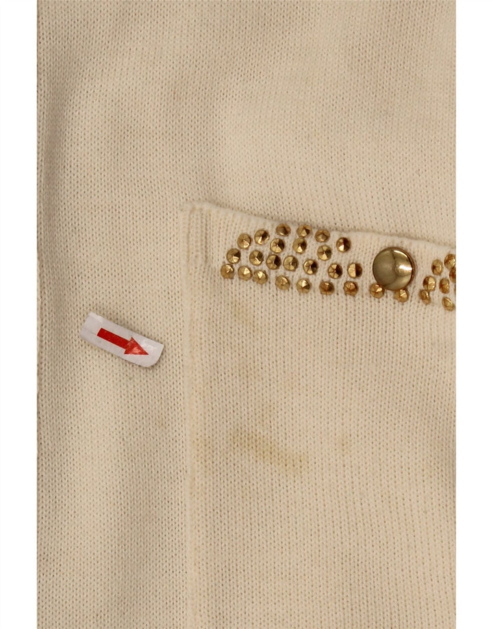 CIRO ESPOSITO Camicetta da donna in maglia lavorata a maglia UK 14 Large in lana bianco sporco