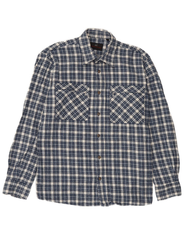 Camicia da uomo overshirt progetto europeo Camicia in flanella Cotone a quadri blu medio
