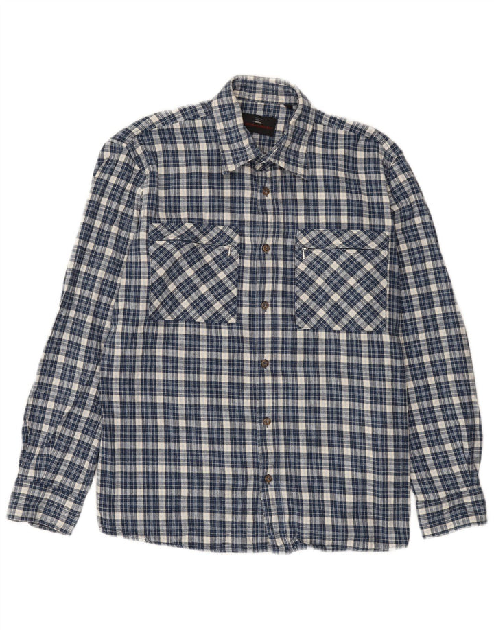 Camicia da uomo overshirt progetto europeo Camicia in flanella Cotone a quadri blu medio
