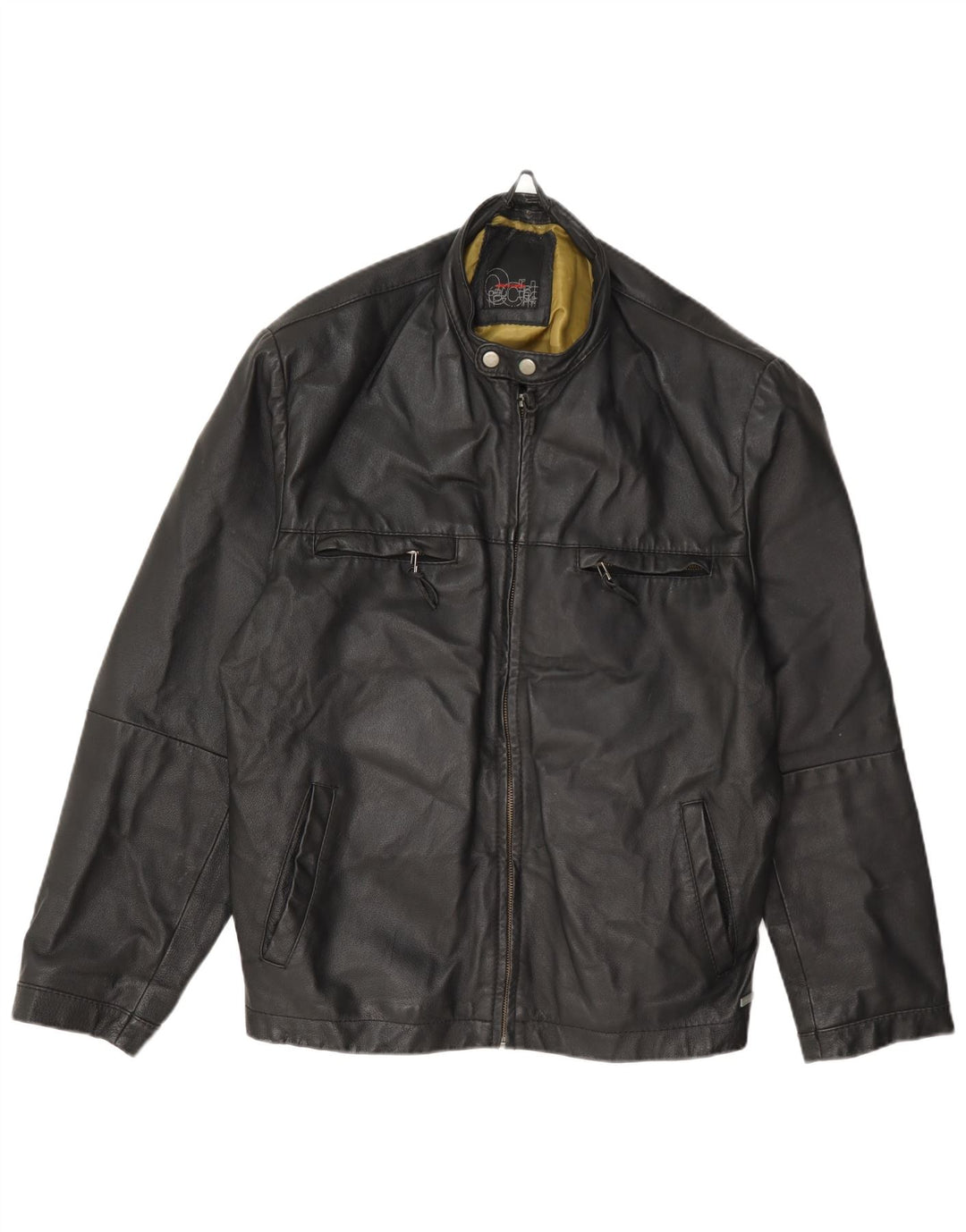 Pierre Cardin Giubbotto bomber in pelle da uomo UK 40 Large Nero