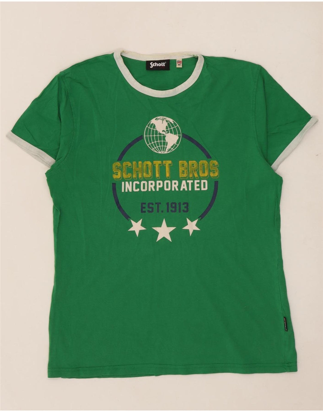 T-shirt grafica da uomo Schott Top in cotone verde medio