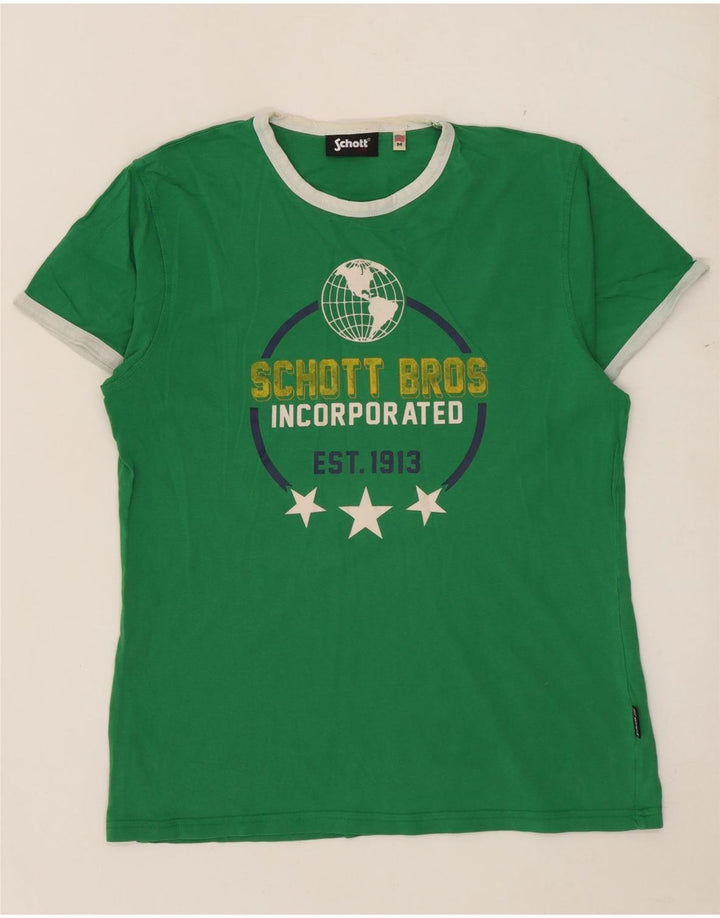 T-shirt grafica da uomo Schott Top in cotone verde medio