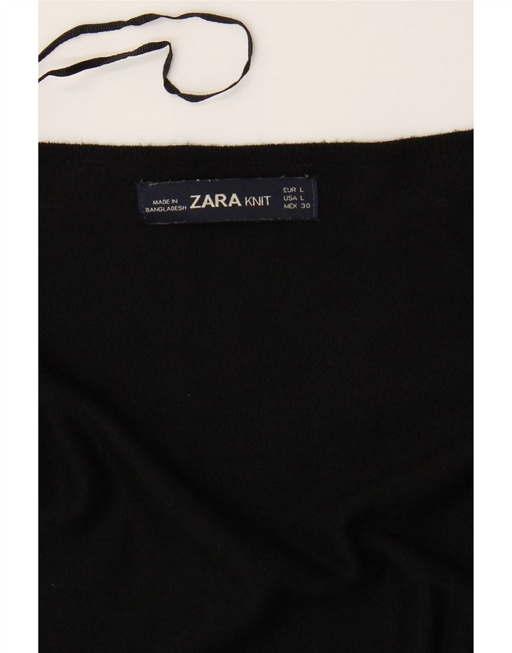 Maglione cardigan aperto asimmetrico da donna Zara UK 16 grande nero