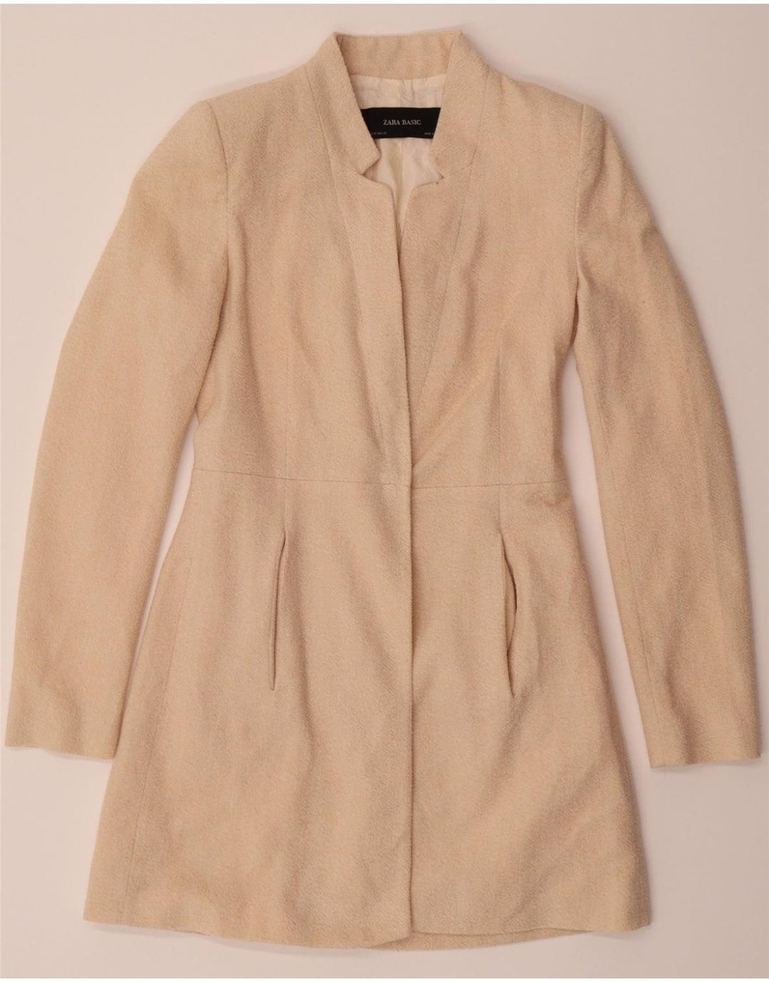 ZARA Womens Open Overcoat UK 6 XS Beige Polyester Vintage Zara and Second-Hand Zara from Messina Hembry 