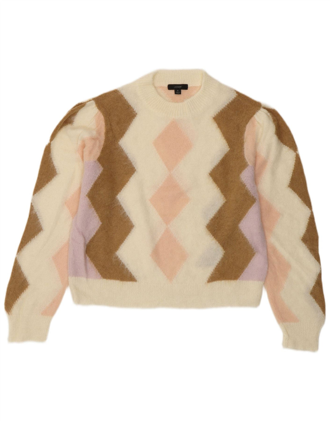 J. CREW Maglione corto girocollo da donna UK 10 piccolo bianco sporco