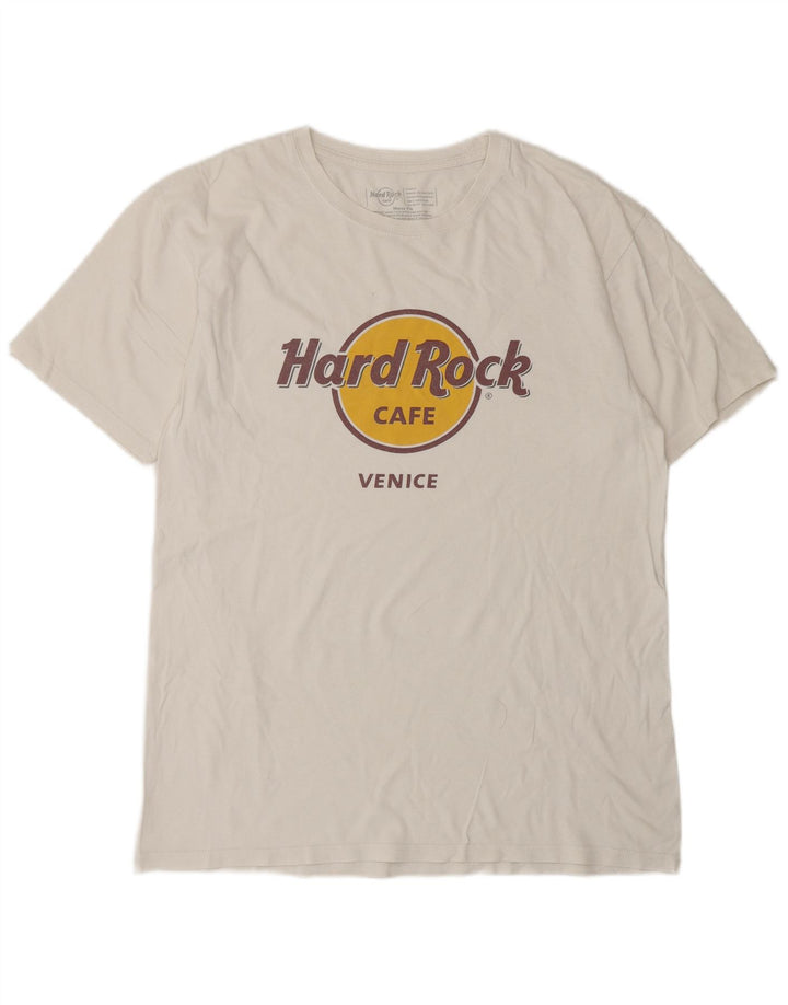 HARD ROCK CAFE T-shirt grafica da uomo Venice Top grande in cotone bianco