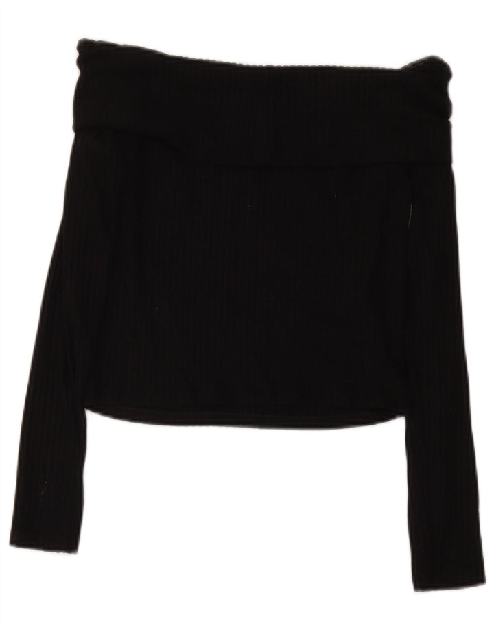 Top corto per ragazze Marks & Spencer con spalle scoperte 13-14 anni in viscosa nera