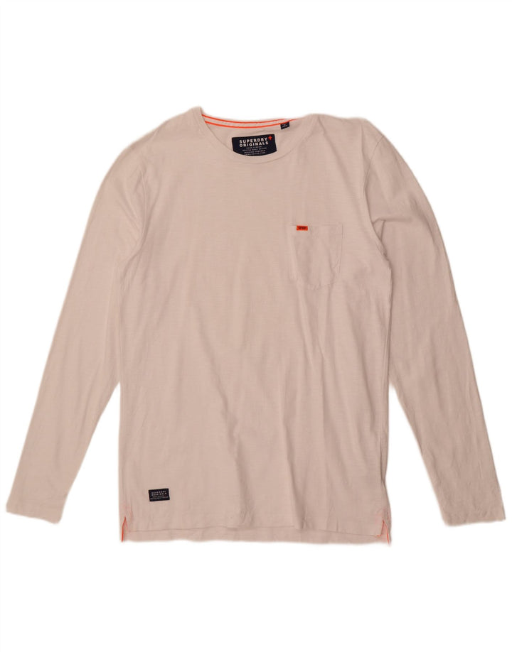 Top da uomo a maniche lunghe Superdry in cotone bianco grande