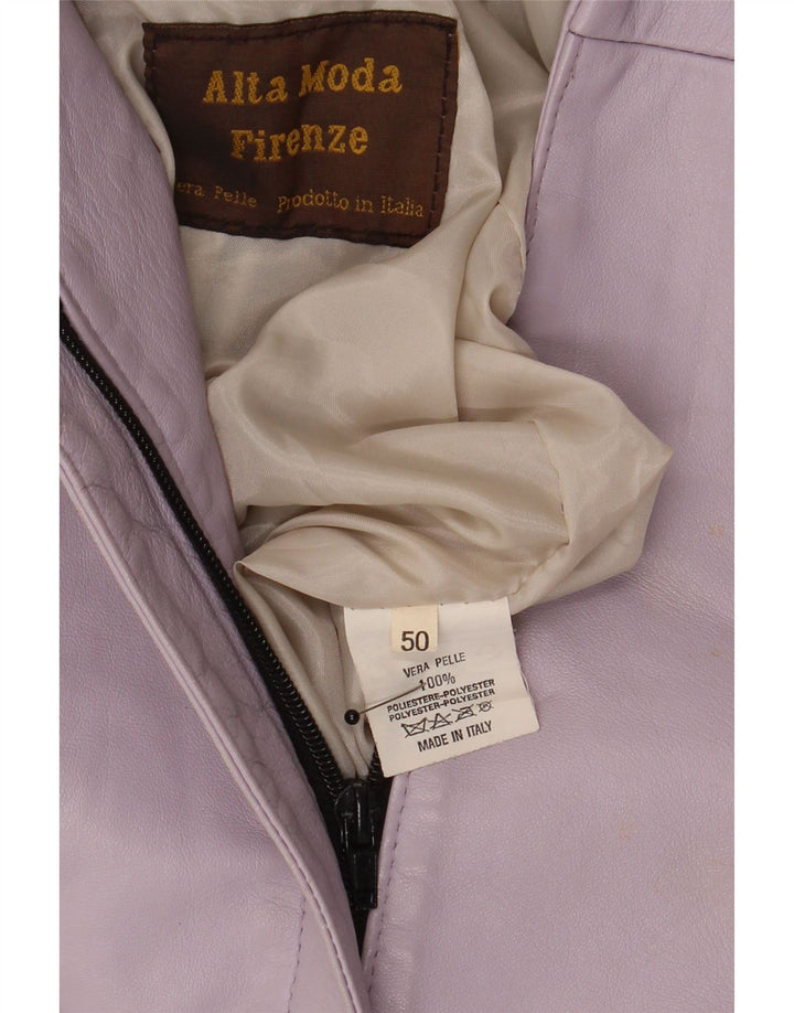 Giacca blazer in pelle da donna con zip intera Alta Moda IT 50 XL in pelle viola