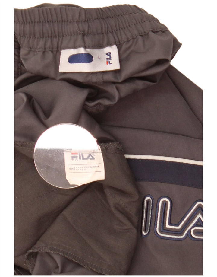Pantaloncini sportivi grafici da uomo Fila Large in poliestere color block grigio