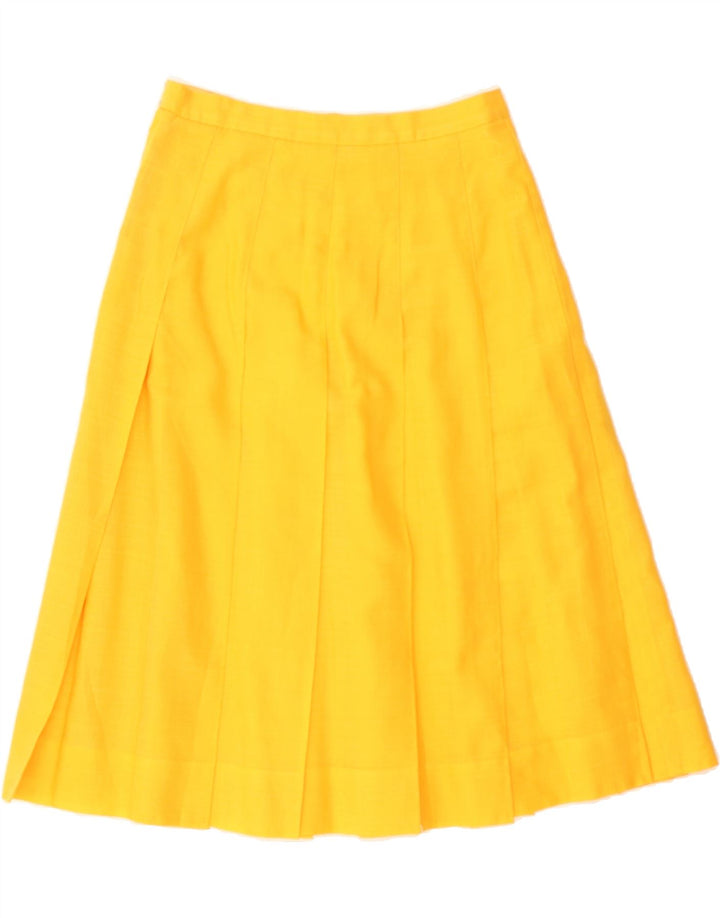 VINTAGE Womens Pleated A-Line Skirt W28 Medium Yellow Vintage Vintage and Second-Hand Vintage from Messina Hembry 