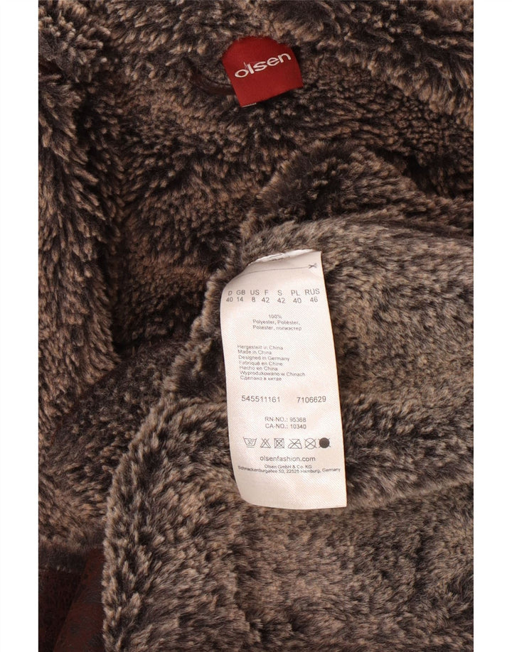 Soprabito con cappuccio Sherpa da donna OLSEN UK 14 grande poliestere marrone