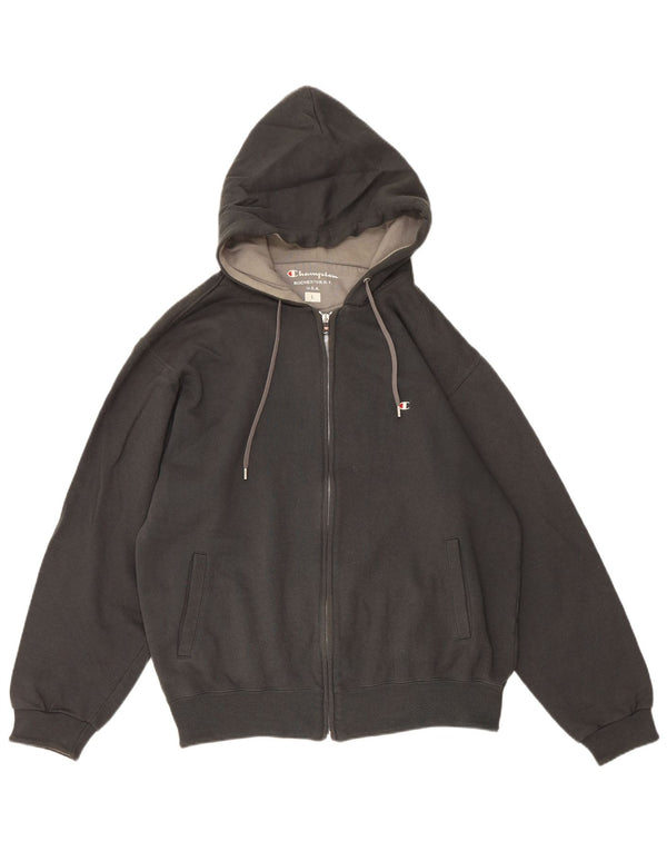Maglione con cappuccio e zip da uomo Champion di grandi dimensioni in cotone grigio
