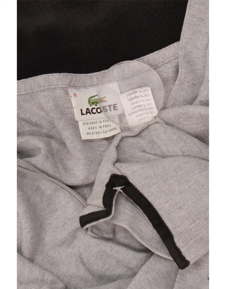 Maglione maglione da uomo con zip e collo Lacoste taglia 6 XL in cotone grigio