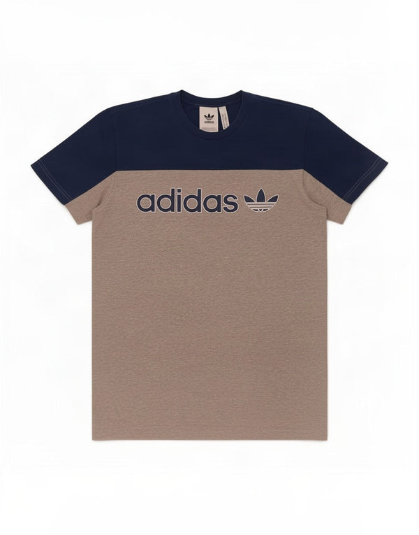 T-shirt grafica da uomo Adidas Top in cotone color block grigio medio