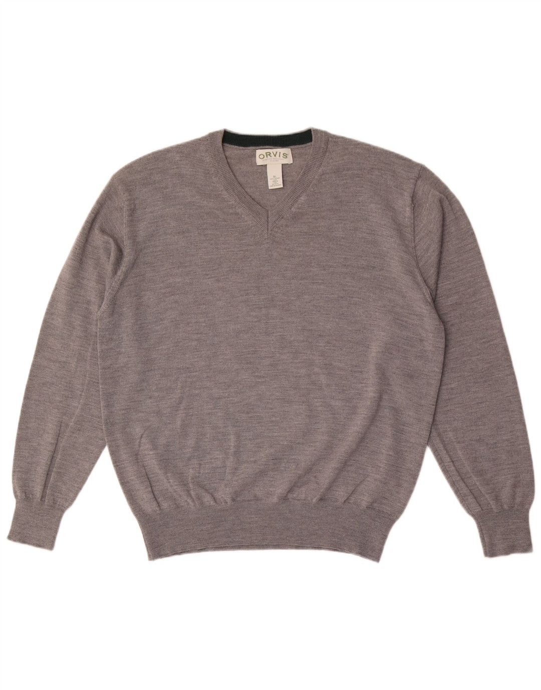Maglione ORVIS da uomo con scollo a V XL in lana grigia