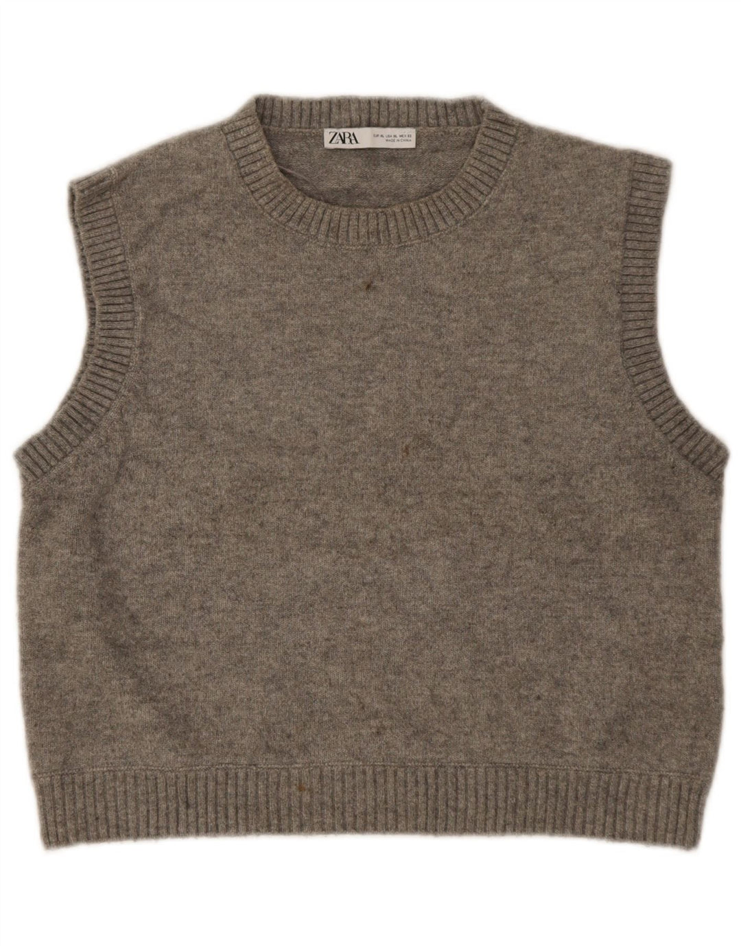 Canotta corta da donna Zara UK 18 XL Poliestere chiazzato grigio