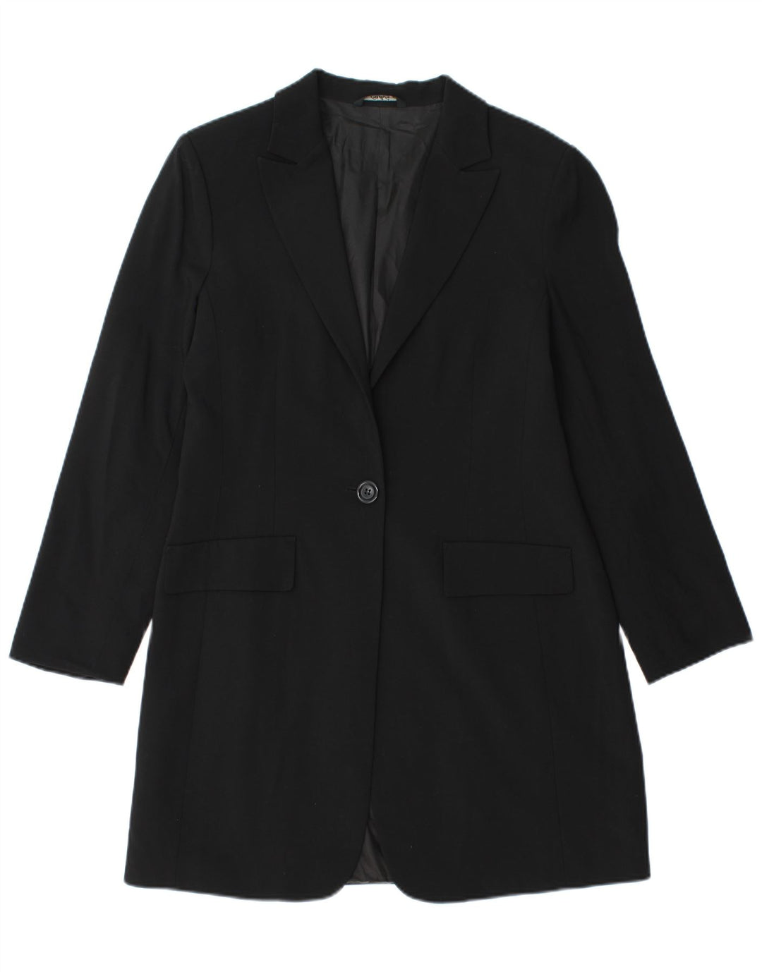 Giacca blazer vintage da donna lunga a 1 bottone IT 46 grande nera