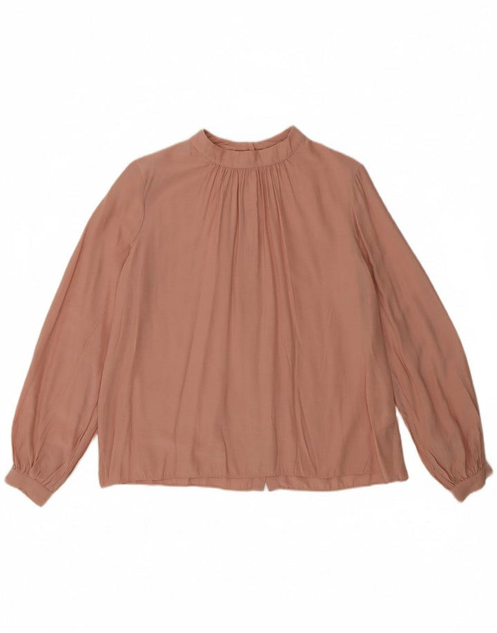 WAREHOUSE Womens Long Sleeve Shirt Blouse UK 12 Medium Pink Viscose