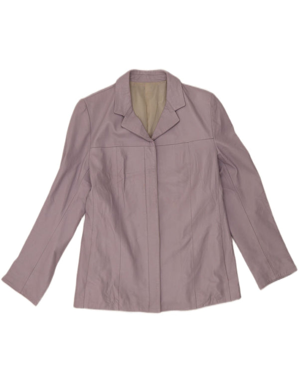 Giacca blazer in pelle da donna con zip intera Alta Moda IT 50 XL in pelle viola