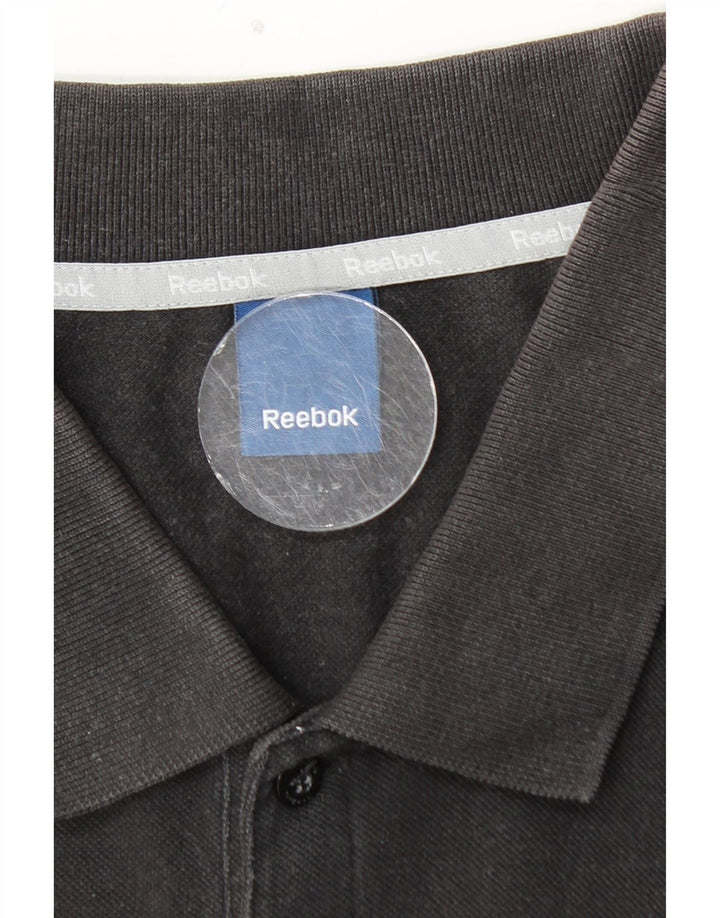 Polo REEBOK da uomo grande in cotone nero