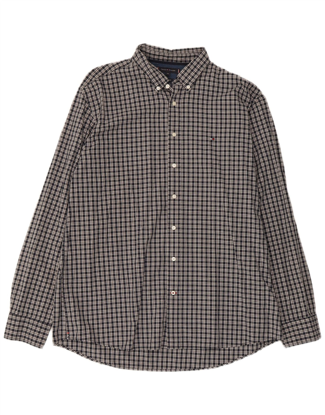 Camicia da uomo vestibilità regolare Tommy Hilfiger 2XL cotone a quadri grigio